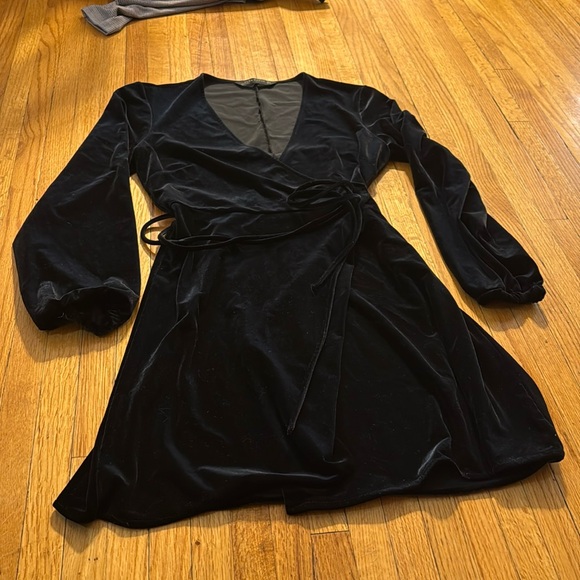 chinese dress ladies ZARA Black Velvet Mini Dress